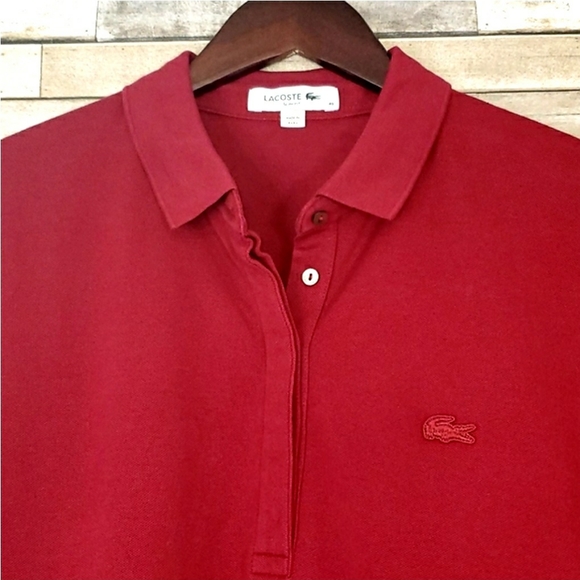 Burgundy Lacoste 1/2 Sleeve Polo - Picture 4 of 8